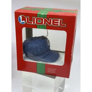VTG Christmas Tree Ornament LIONEL Train CONDUCTOR Cap Hat Blue 2nd Edition